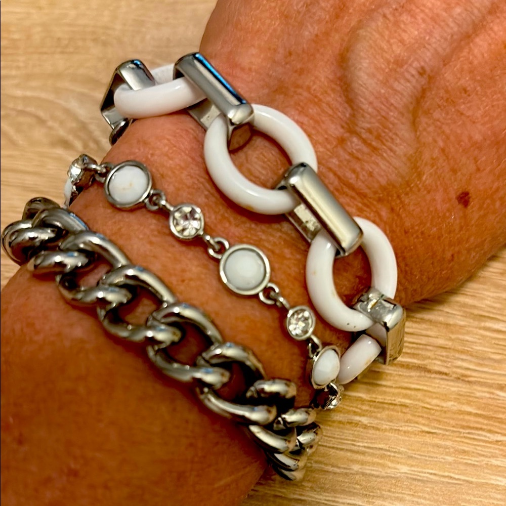 Vintage Lia Sophia triple strand bracelet, silver tone